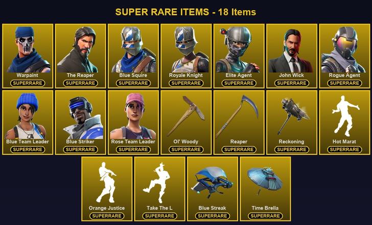 [PC/XBOX] 104 Skins | Blue Squire | Blue Striker | Blue Team Leader | Elite Agent | John Wick | Ol' Woody | Reaper | Reckoning | Rogue Agent | Rose Team Leader | Royale Knight | The Reaper | Warpaint | Battle Hound | Blackheart | Calamity | Carbide — image 1