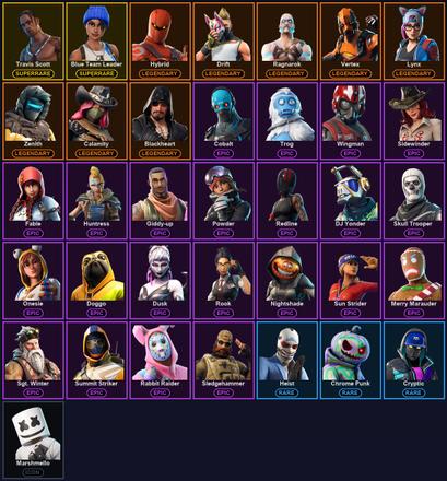 [PC/PSN/XBOX] 36 Skins | Blue Team Leader | Reckoning | Travis Scott | Blackheart | Calamity | Drift | Hybrid | Lynx | Ragnarok | Vertex | Zenith | Blade of the Waning Moon | Cobalt | DJ Yonder | Doggo | Dragon's Claw | Dumbbell Driver | Dusk | Fable — image 2