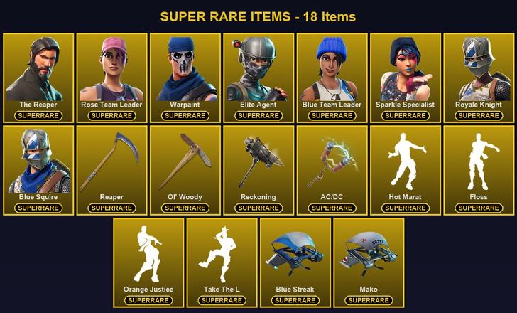 [PC/XBOX] 64 Skins | AC/DC | Blue Squire | Blue Team Leader | Elite Agent | Ol' Woody | Reaper | Reckoning | Rose Team Leader | Royale Knight | Sparkle Specialist | The Reaper | Warpaint | A.I.M. | Ark | Blackheart | Calamity | Carbide | Dark Voyager — image 1