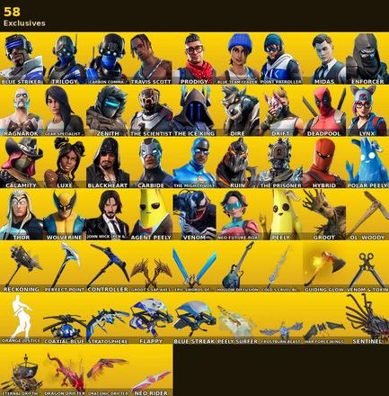 [PC/XBOX] | 116 skins | Orange Justice | Travis Scott | Blue Striker | Trilogy | Carbon Commando | Prodigy | Blue Team Leader | #WZS5146 — image 1