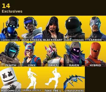 [PC/PSN/XBOX] | 29 skins | Orange Justice | Take The L | Carbon Commando | Blue Striker | Blackheart | Dark Voyager | Carbide | Zenith | #POD7950 — Fortnite account listing