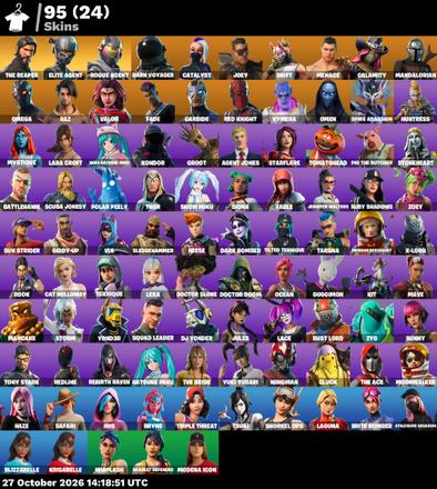 [PC] | 95 skins | Merry Mint Axe | Leviathan Axe | Take The L | Orange Justice | Lara Croft | The Reaper | Elite Agent | Omega | #CMH7715 — image 2