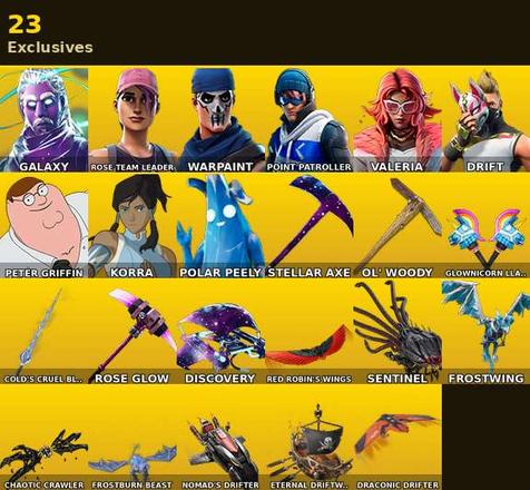 [PC/XBOX] | 76 skins | OG STW | Galaxy | Rose Team Leader | Warpaint | Point Patroller | Valeria | Drift | Peter Griffin | Dasha | #BOE2378 — image 1