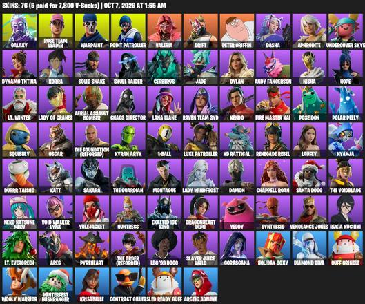 [PC/XBOX] | 76 skins | OG STW | Galaxy | Rose Team Leader | Warpaint | Point Patroller | Valeria | Drift | Peter Griffin | Dasha | #BOE2378 — image 2