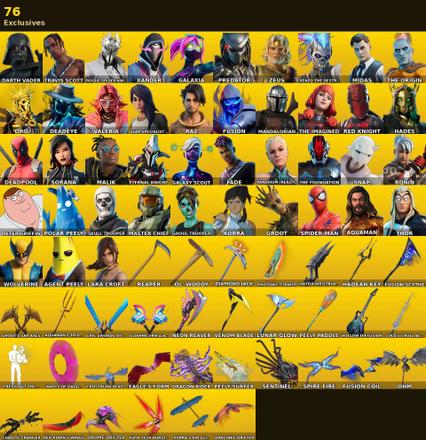 [PC/PSN] | 210 skins | 900 V-bucks | Travis Scott | Lara Croft | Spider-Man | Darth Vader | Rogue Spider Knight | Xander | Galaxia | #JQW0229 — image 1