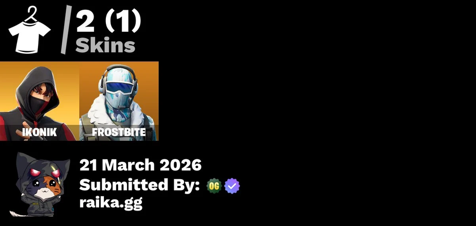 [PC/PSN/XBOX] 2 skins | IKONIK | Frostbite | Freezing Point | Lil' Black Heart | Clawz Retro | Chill-Axe | Hanzō Katana | Breathless Blades | Inverted Blade | 200 VB — image 1